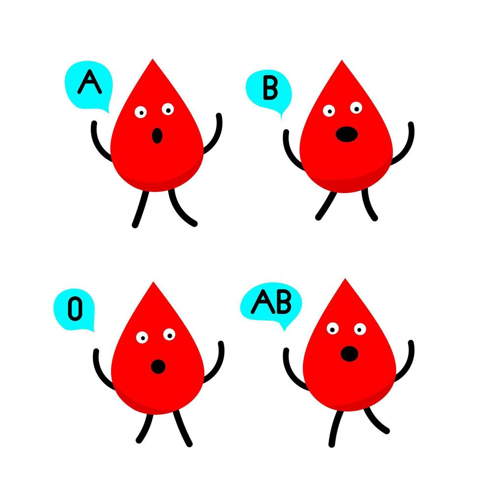 moderne vektor-flache karikatur-blutgruppen-ikonenillustration vektor