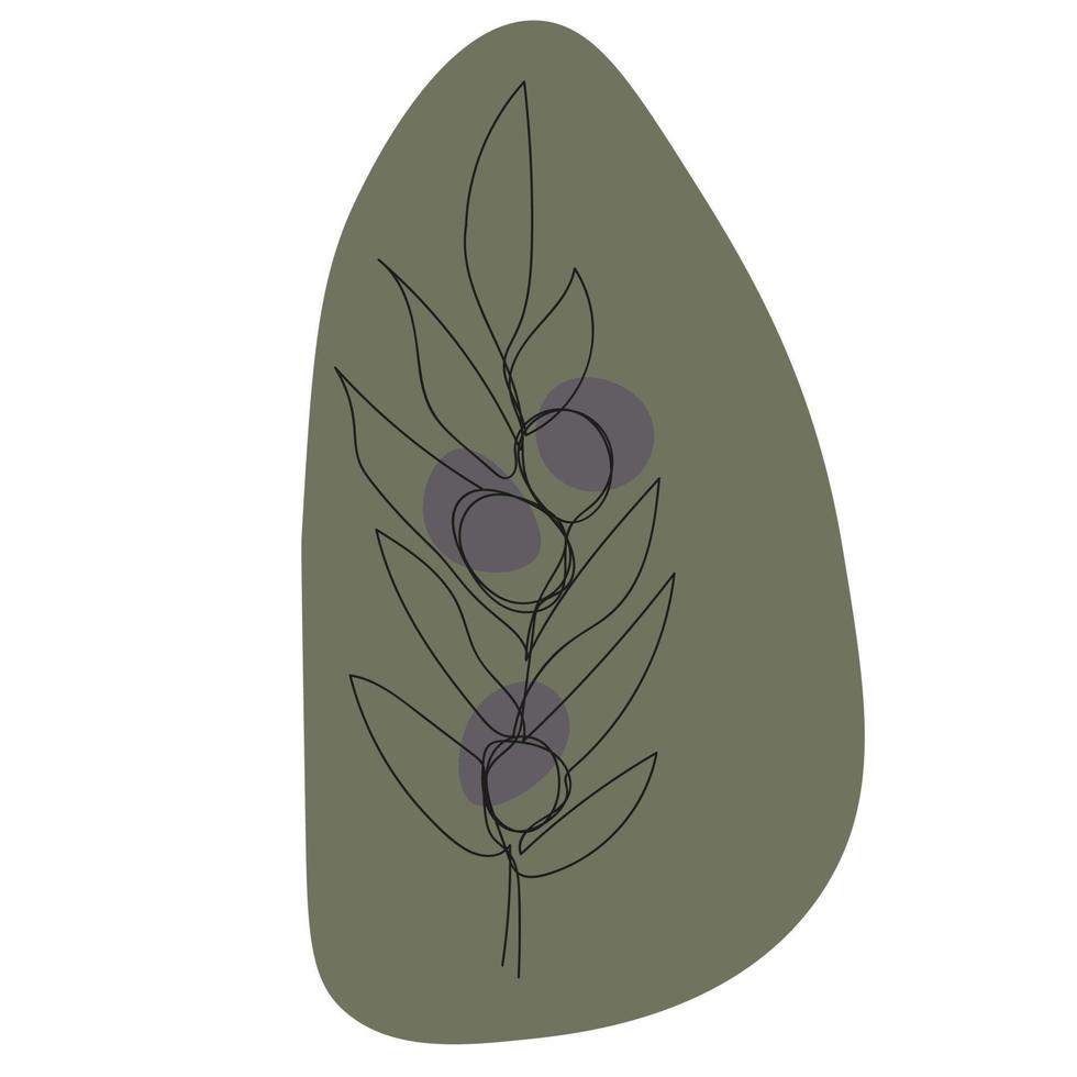 minimalistisk illustration en rad olivkvist med gröna fläckar vektor
