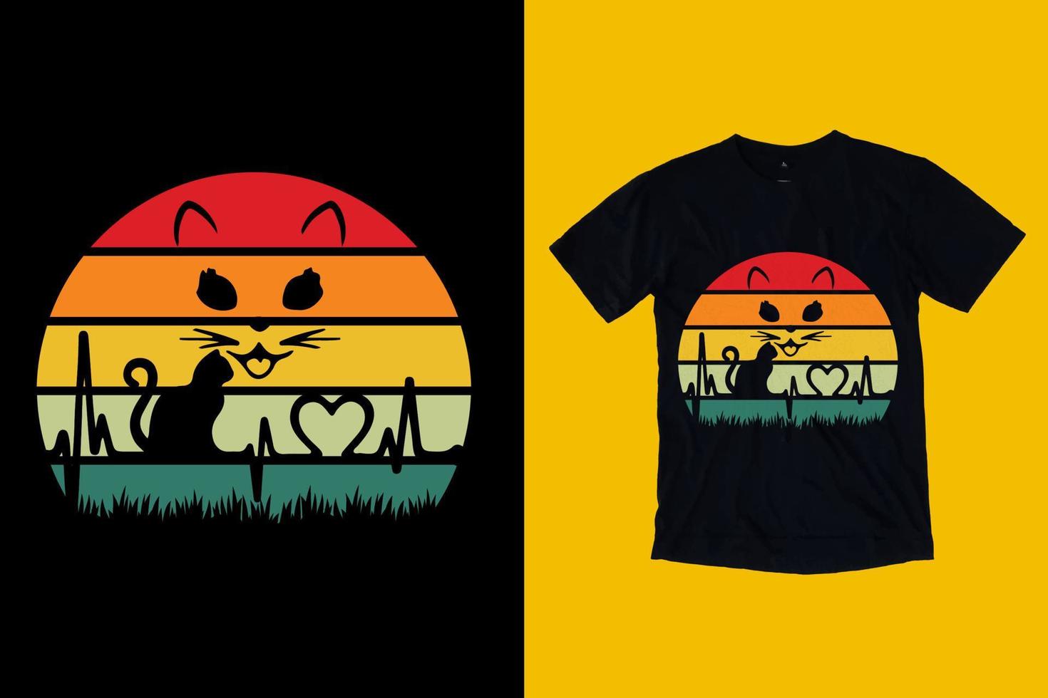 vintage retro katt-t-shirtdesign för katt-t-shirtdesign vektor