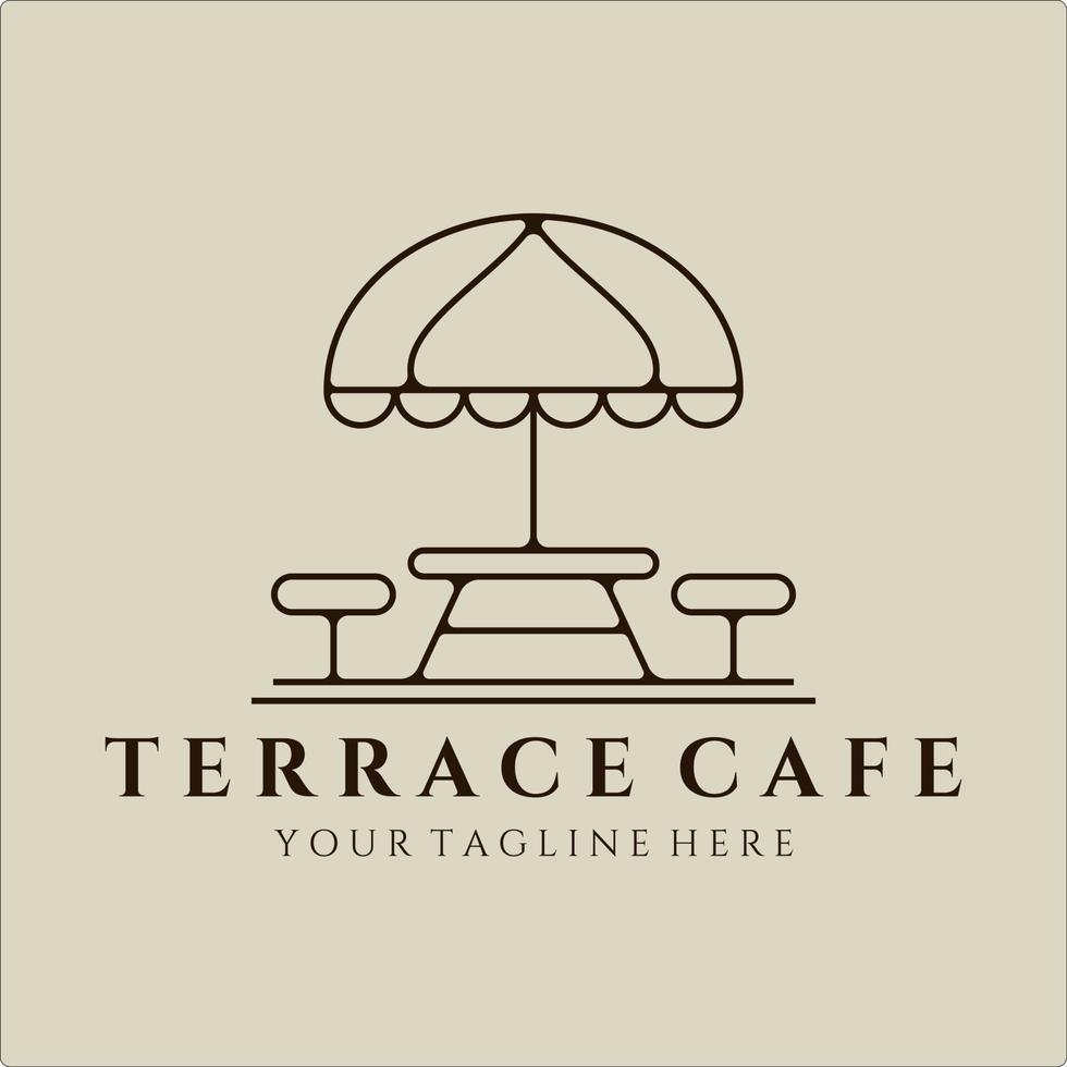 terrassencafé linie kunstlogo minimalistisches vektorillustrationsschablonendesign. Street-Food-Restaurant-Coffee-Shop für Logo-Konzept-Geschäft vektor