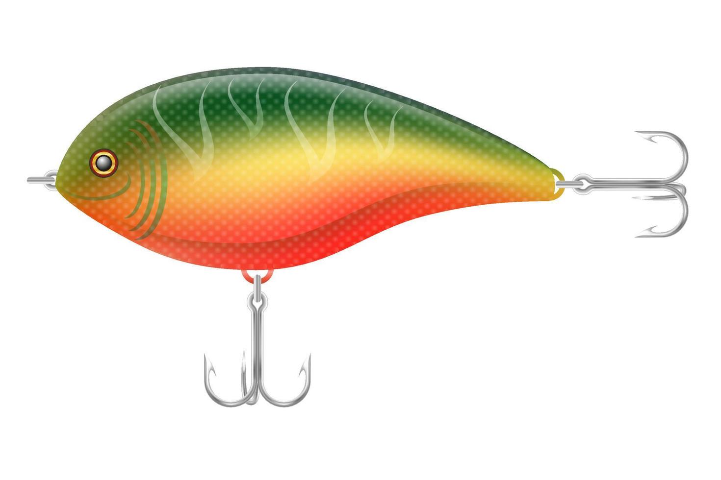 färgad plast wobbler med en trippel krok för att fånga fisk vektorillustration isolerad på vit bakgrund vektor