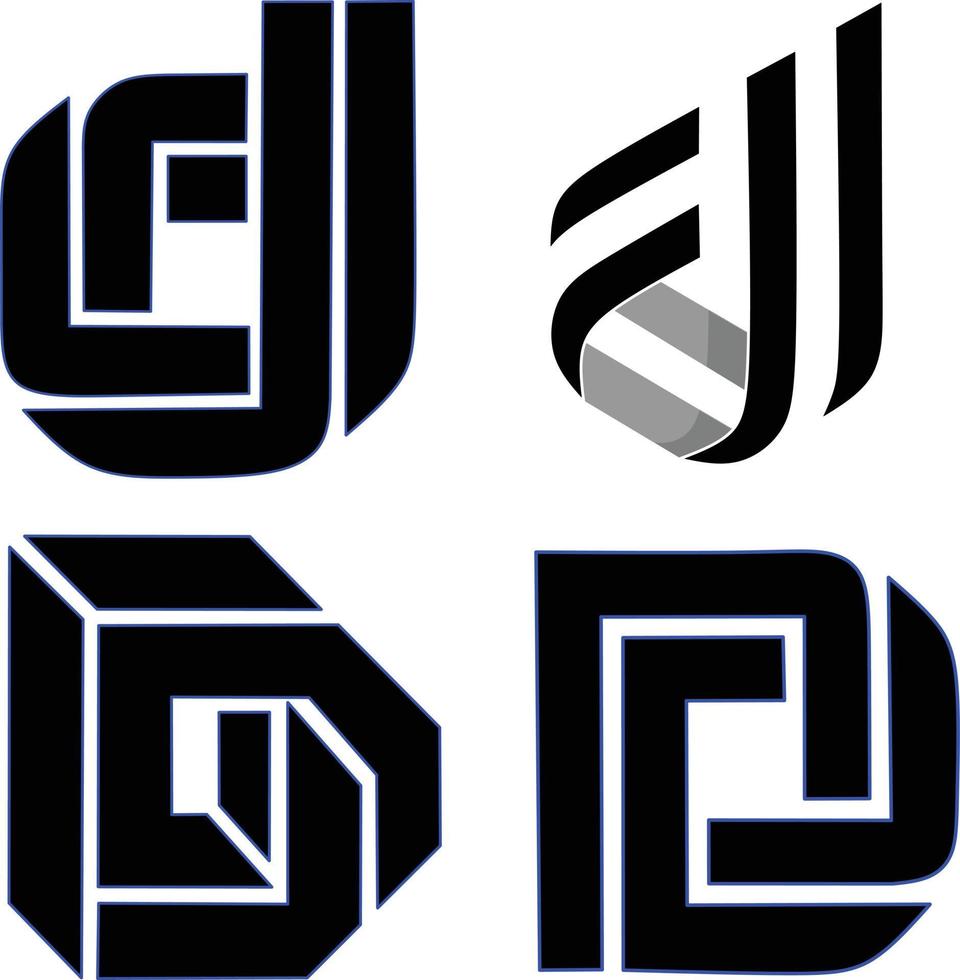 Vektorillustration von Logos oder Symbolen mit verschiedenen abstrakten Formen mit schwarzer Farbe und weißem Hintergrund macht es zu einem perfekteren Logo, das sich sehr gut für Produktlogos eignet vektor
