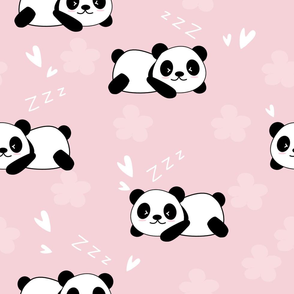 söt panda sömlös bakgrund, tecknade pandabjörnar vektorillustration, kreativa barn för tyg, omslag, textil, tapeter, kläder. vektor