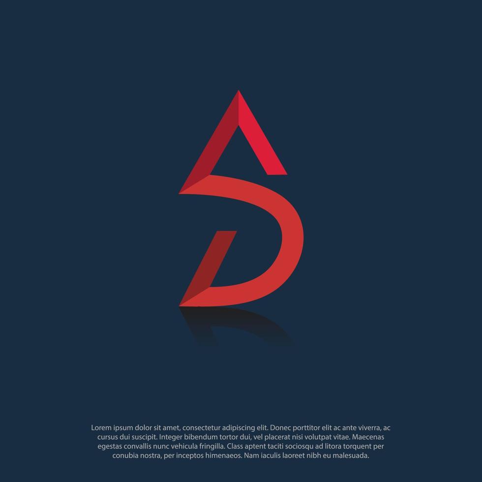 enkel och modern monogram text kreativ asd annonser eller sda i ett form logotyp vektor