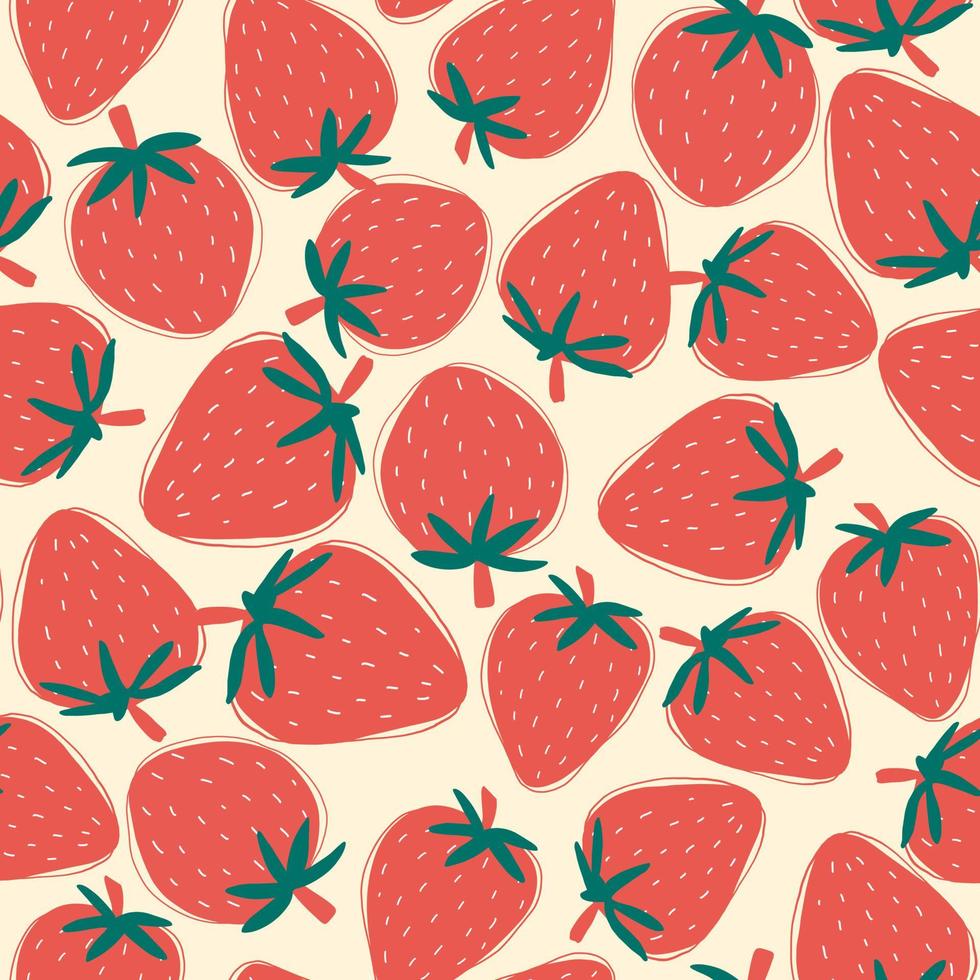 vektor sömlös mönster med jordgubbe. färsk bär bakgrund för textil, omslag papper design. jordgubb sömlös mönster med bär på en grädde Färg bakgrund. design för textilier.