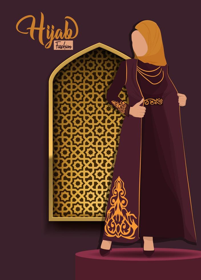 Flache Porträtillustration eines muslimischen Mädchens, das Hijab trägt vektor