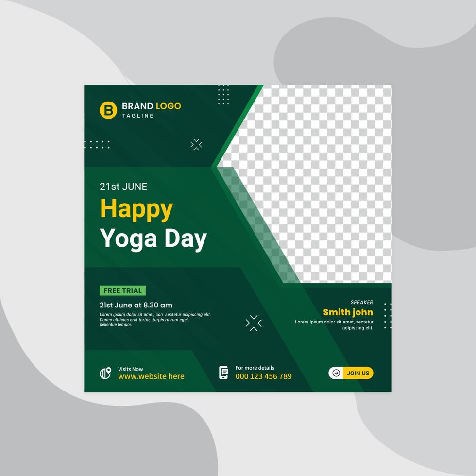 internationella yogadagen inläggsmall för sociala medier. yoga sociala medier post design eller fyrkantig företag sociala medier post banner. World yoga day sociala medier post mall pro vektor. vektor