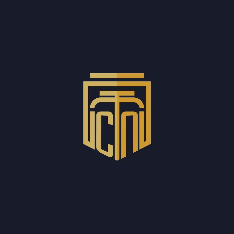 cn första monogram logotyp elegant med skydda stil design för vägg mural advokatbyrå gaming vektor