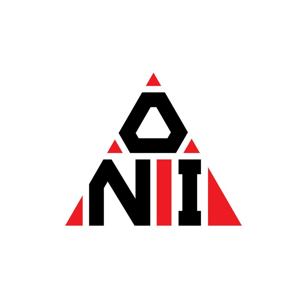 oni triangel bokstavslogotypdesign med triangelform. oni triangel logotyp design monogram. oni triangel vektor logotyp mall med röd färg. oni triangulär logotyp enkel, elegant och lyxig logotyp.