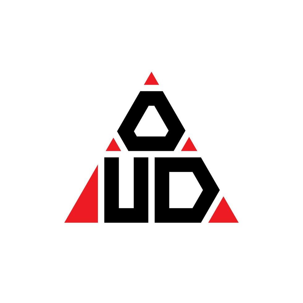 Oud-Dreieck-Buchstaben-Logo-Design mit Dreiecksform. Oud-Dreieck-Logo-Design-Monogramm. Oud-Dreieck-Vektor-Logo-Vorlage mit roter Farbe. Oud dreieckiges Logo einfaches, elegantes und luxuriöses Logo. vektor