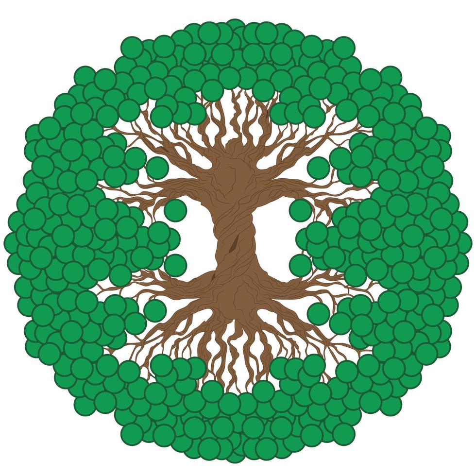 Geldbaum mit grünen Münzen. ein traditionelles Feng-Shui-Symbol, um Reichtum und Wohlstand anzuziehen. vektor
