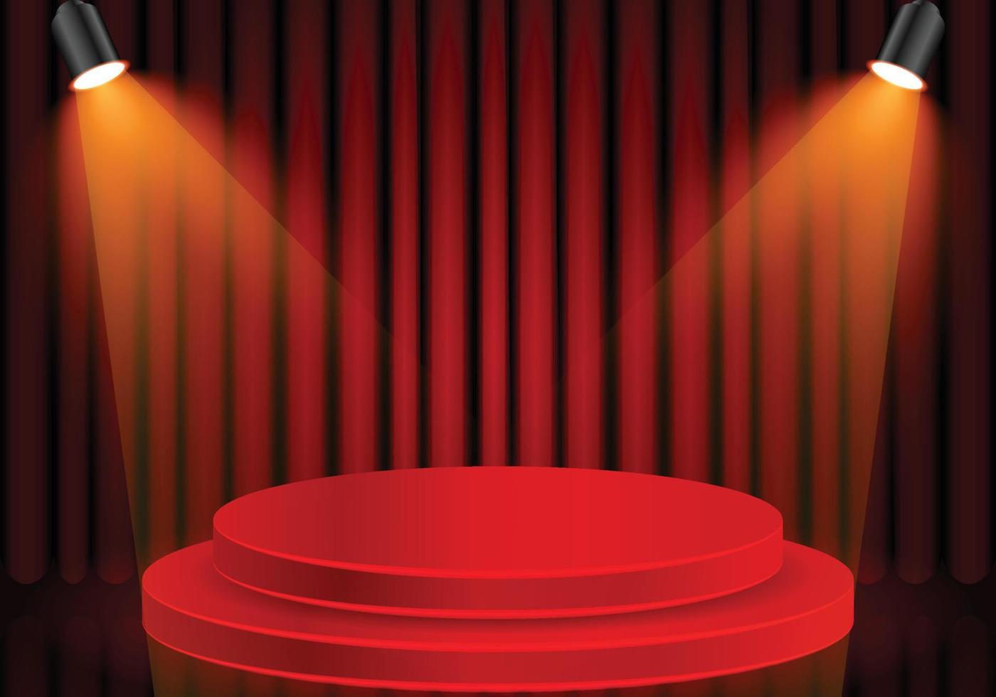 pallscen med röd ridå och gult spotlight vektor