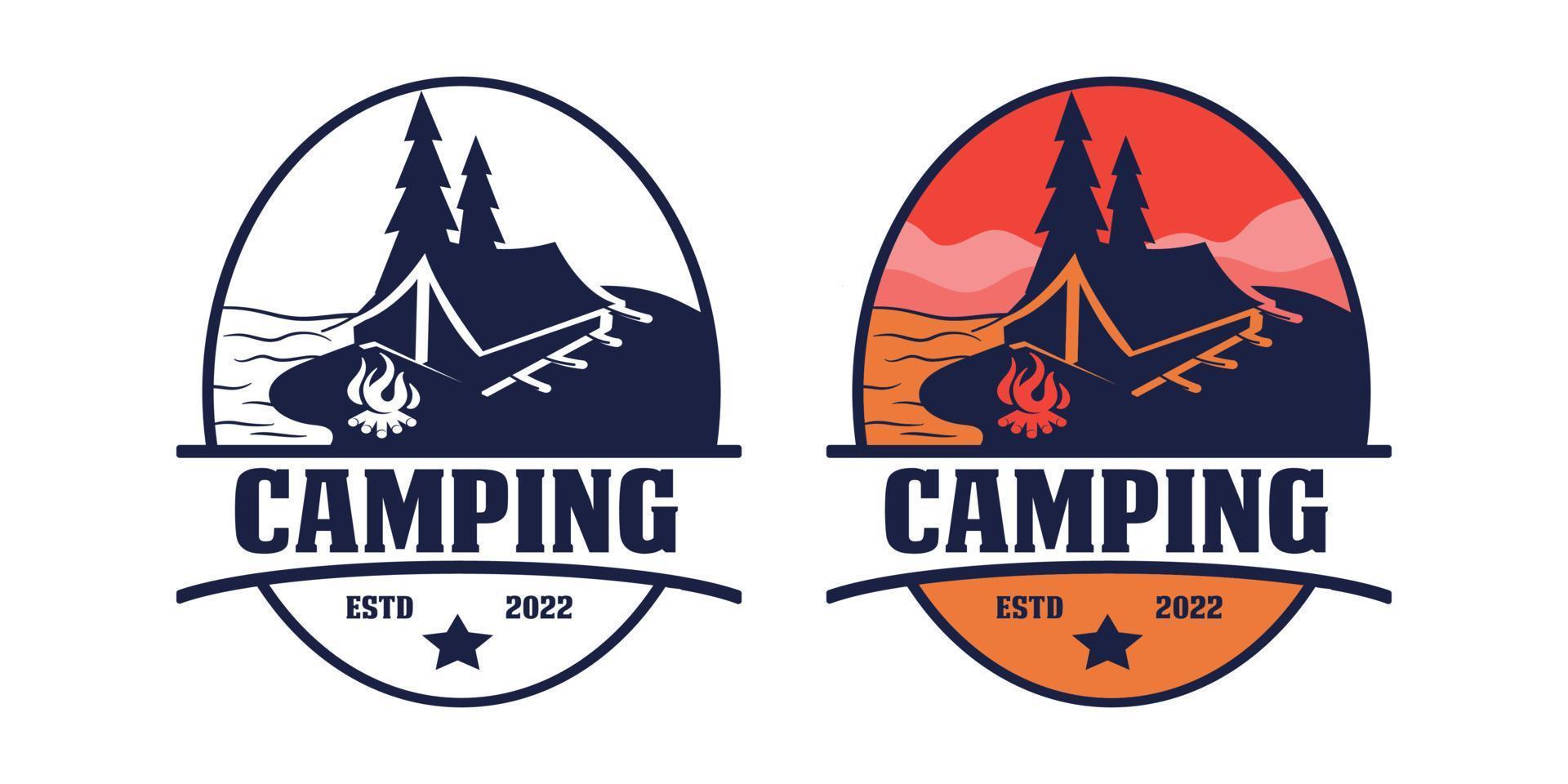 retro vintage camping äventyr logotyp mall vektor