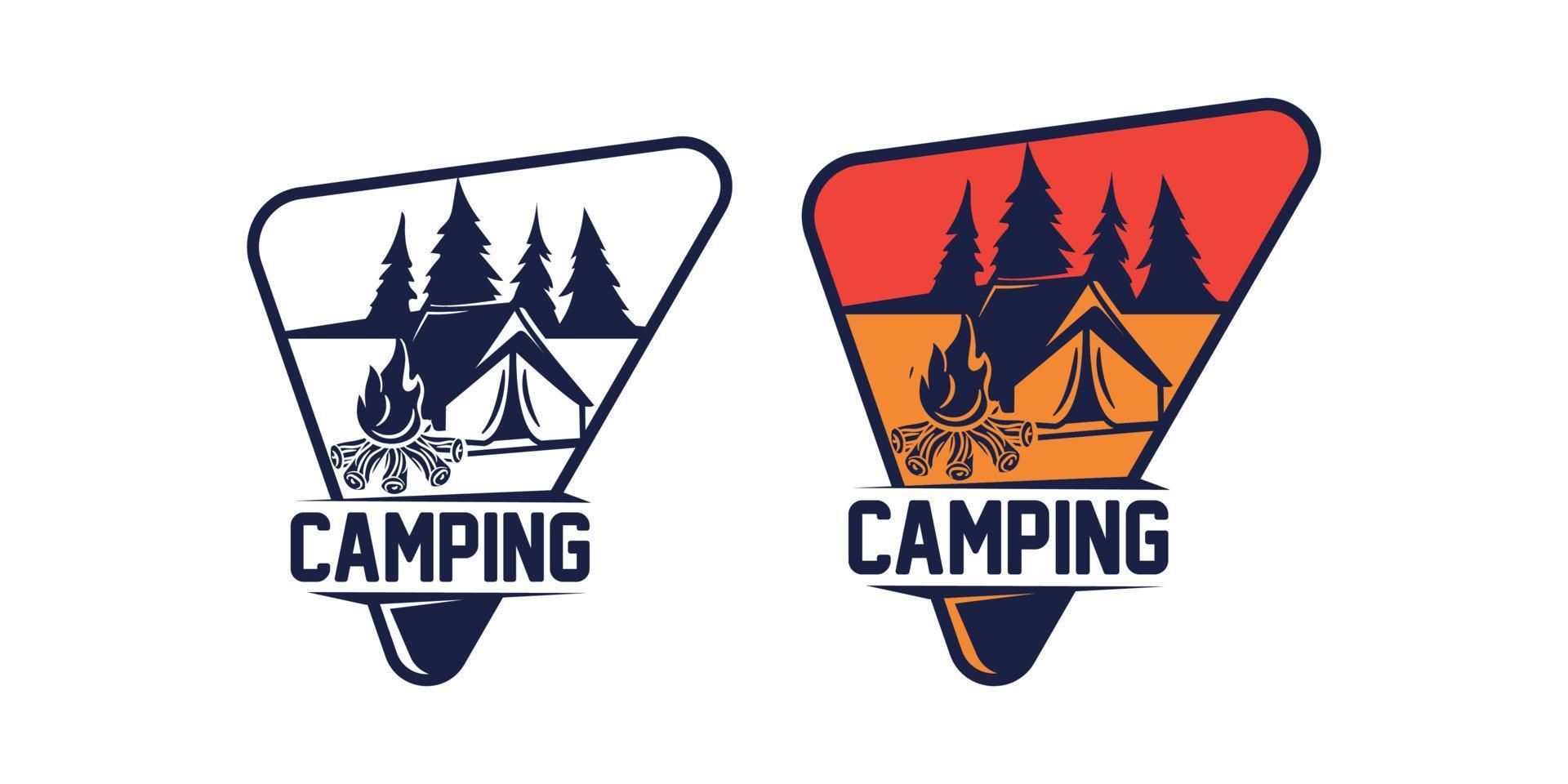 Retro-Vintage-Camping-Abenteuer-Logo-Vorlage vektor
