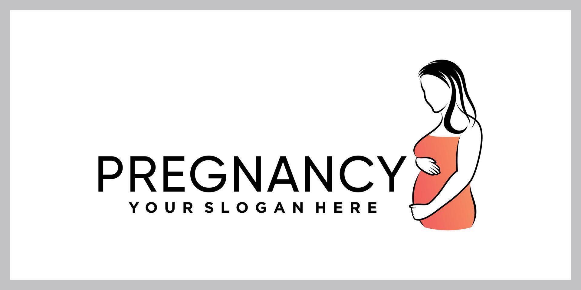 kvinna graviditet logotyp formgivningsmall med kreativa moderna koncept vektor