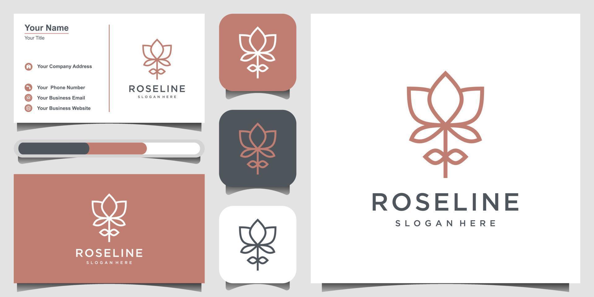 minimalistische elegante blumenrosenschönheit, kosmetik, yoga und spa-logo-design-inspiration. Logodesign, Symbol und Visitenkarte vektor