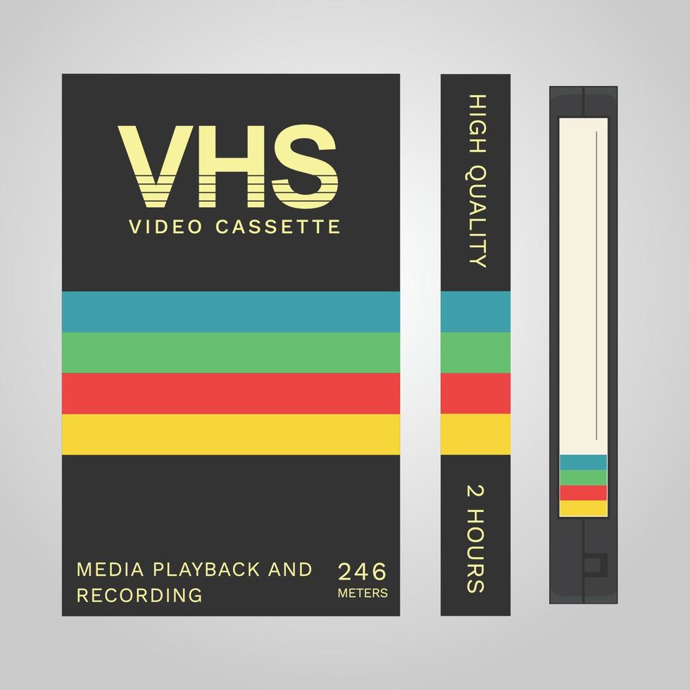 full vhs kassett omslag i svart vektor