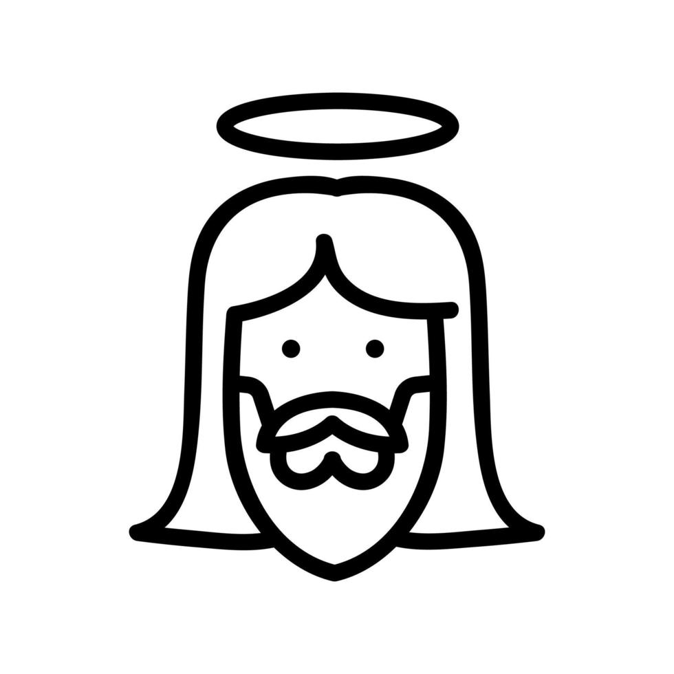 heliga Jesus med gloria på huvudet ikon vektor kontur illustration