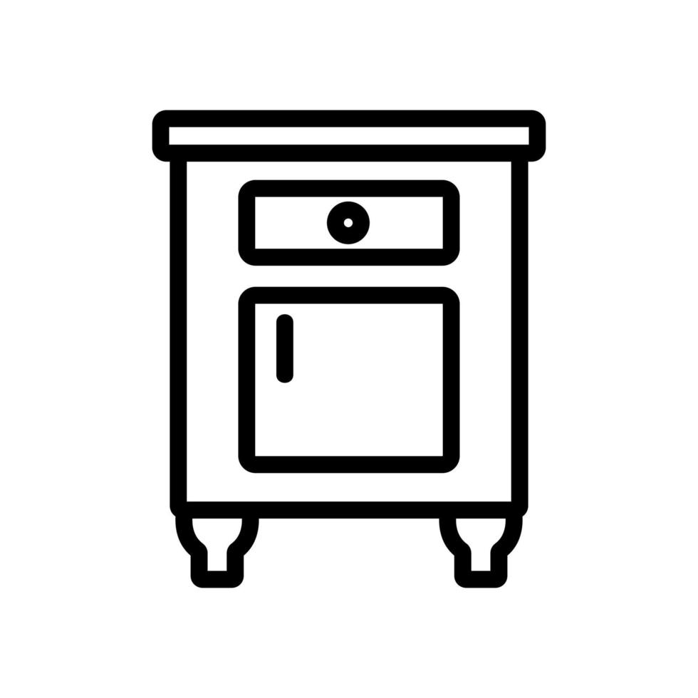 nattduksbord lägenhet möbler ikon vektor kontur illustration