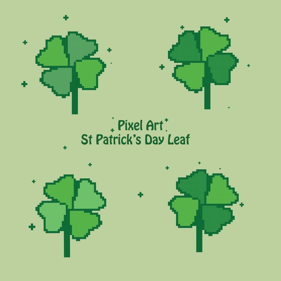 pixelart st patricks dag pixelerad shamrock set vektor