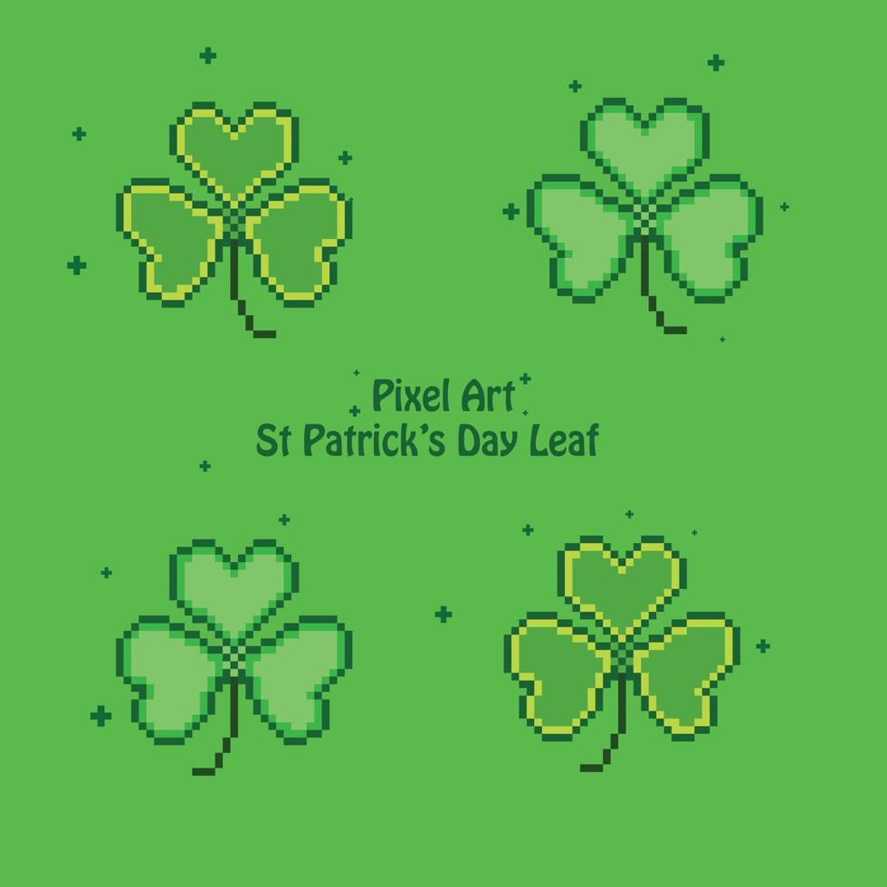 pixelart st patricks dag pixelerad shamrock set vektor