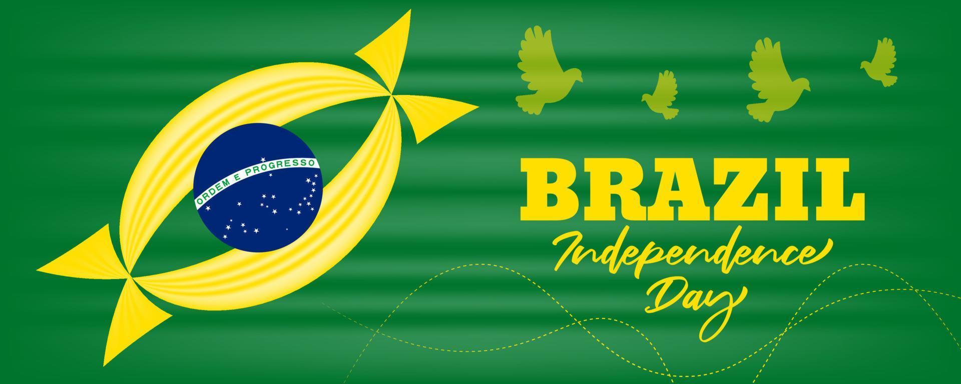 hintergrund des brasilien-unabhängigkeitstages mit brasilien-flaggenschwenkender designillustration vektor