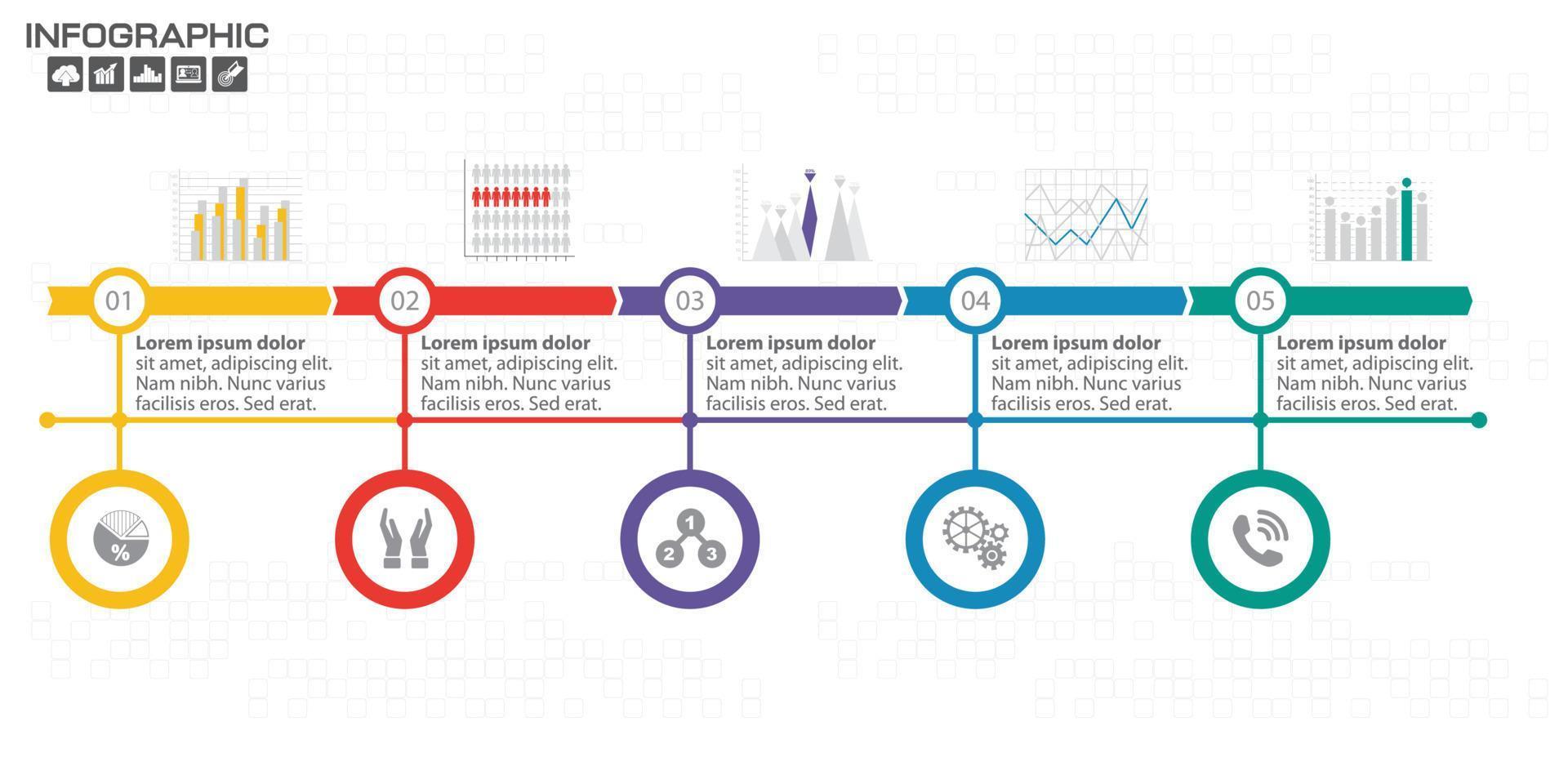 infographic pil designmall 9 steg med plats för dina data. vektor illustration.