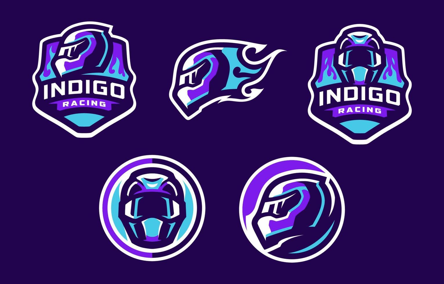 indigo tävlings sport logotyp design vektor