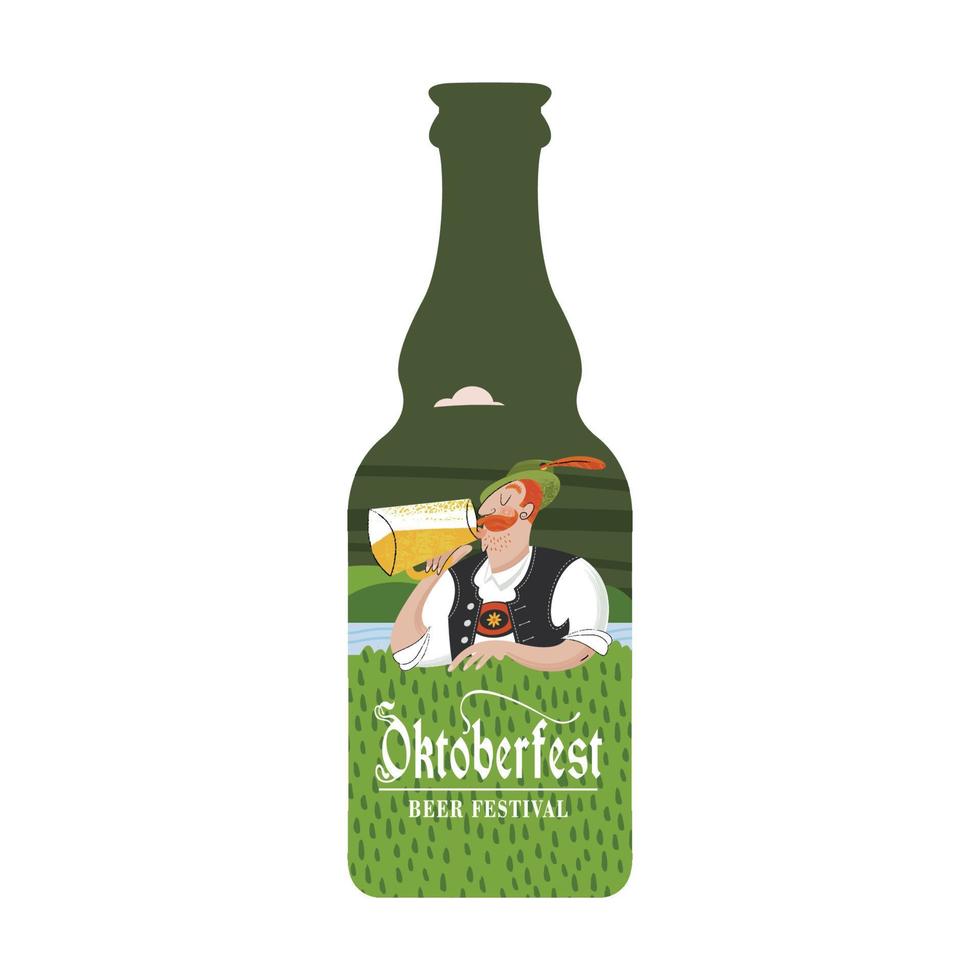 Eine Flasche Bier. vektor bunte illustration. Bierfest, Oktoberfest.