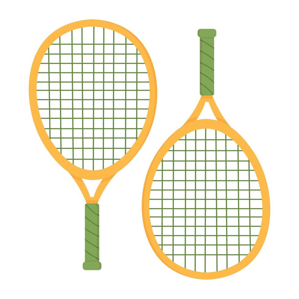 Schläger zum Badmintonspielen. flache Doodle-Cliparts. Alle Objekte werden neu lackiert. vektor