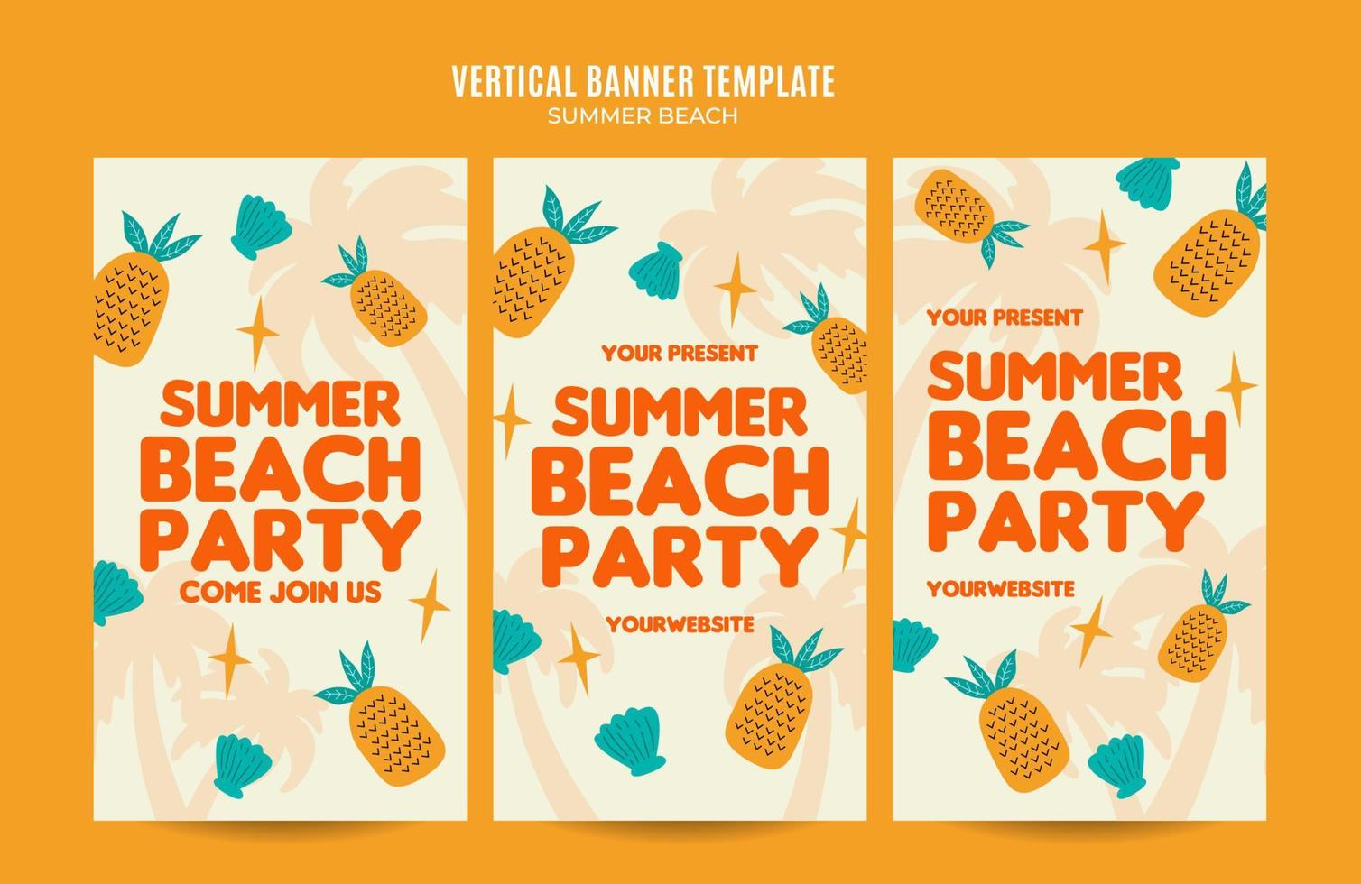 sommertag - strandparty-webbanner für vertikales plakat, banner, raumbereich und hintergrund der sozialen medien vektor