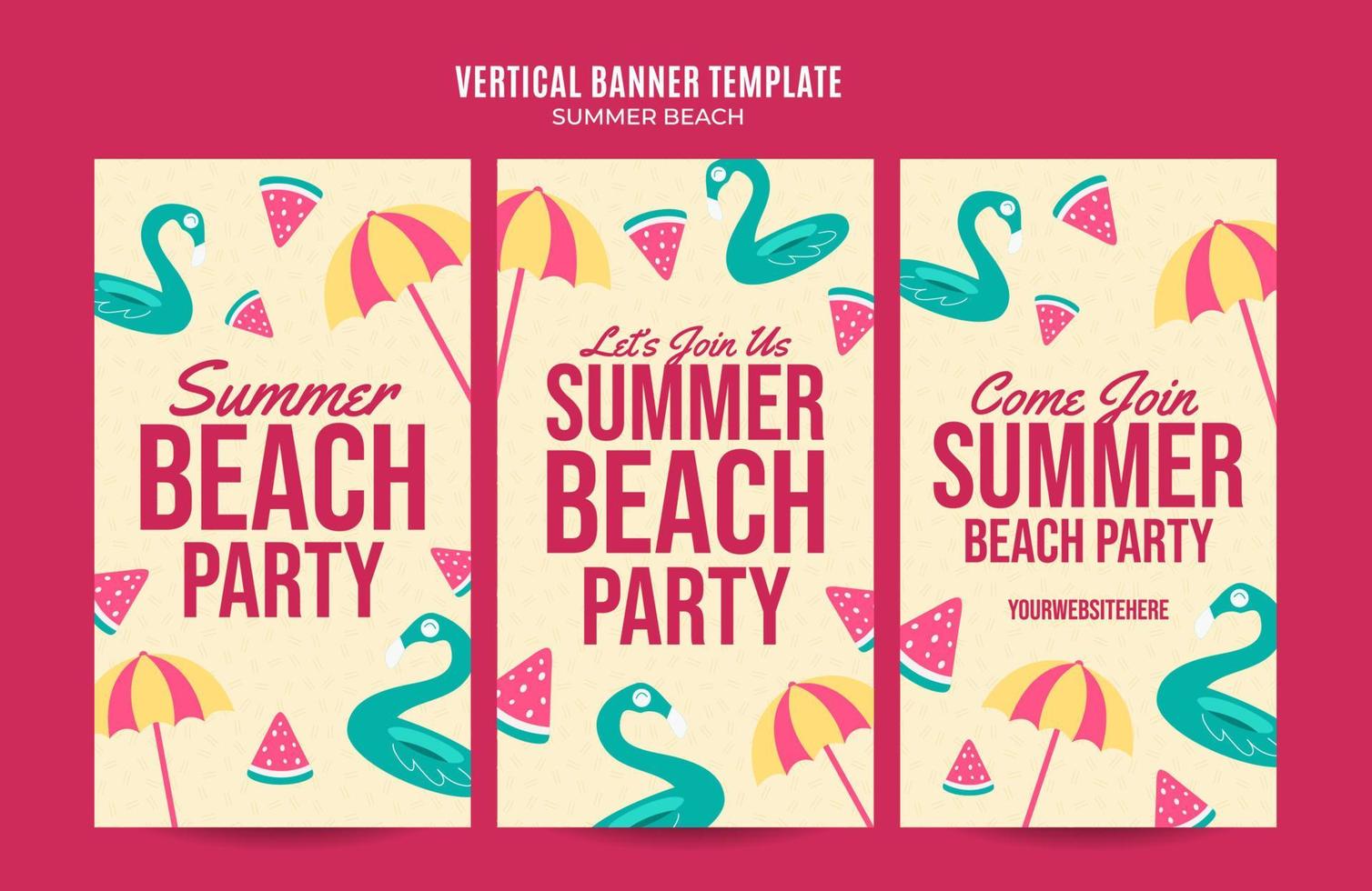 sommertag - strandparty-webbanner für vertikales plakat, banner, raumbereich und hintergrund der sozialen medien vektor