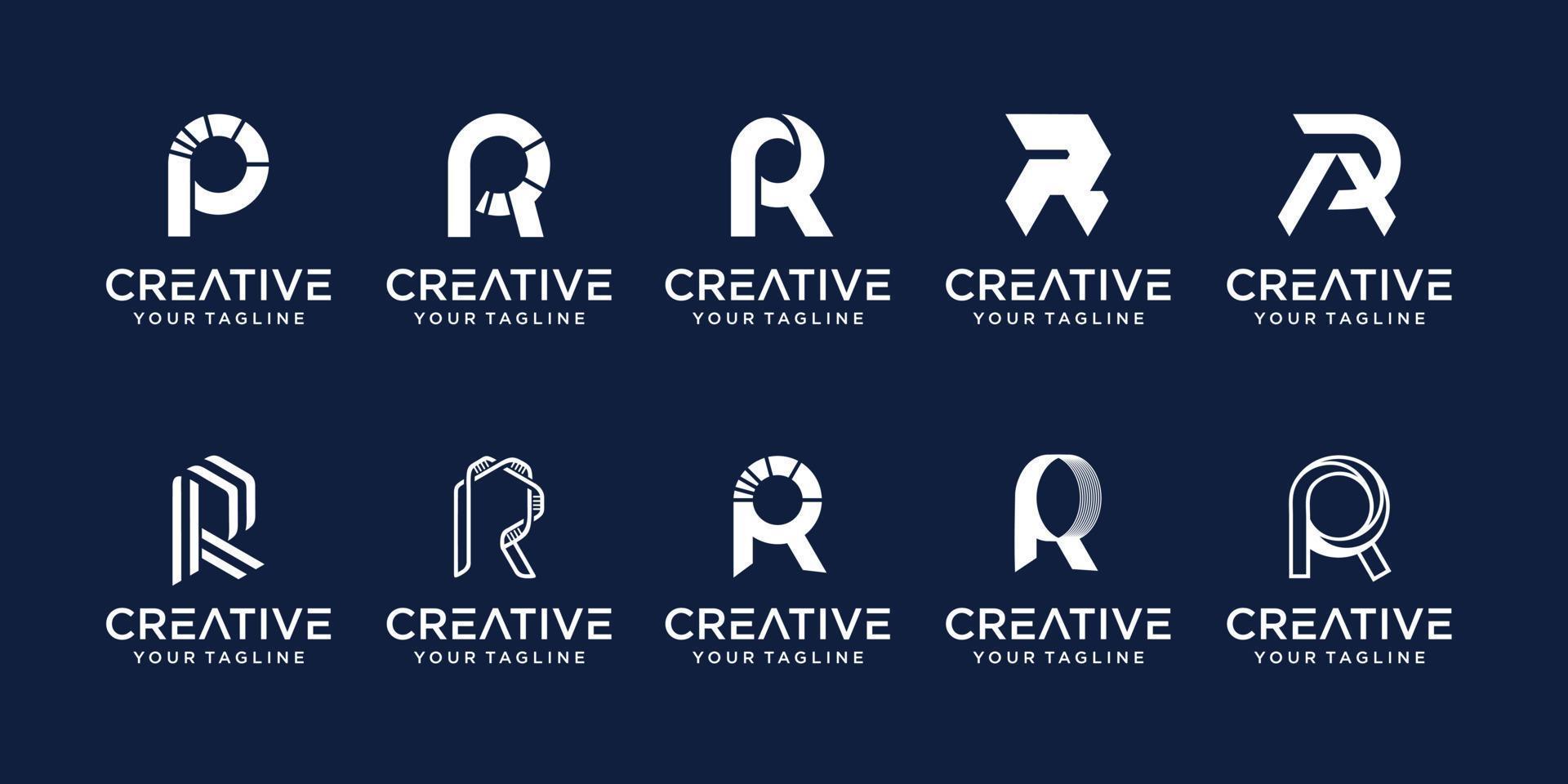 satz von anfangsbuchstaben der sammlung r rr logo-vorlage. ikonen für das geschäft von mode, sport, automobil. vektor