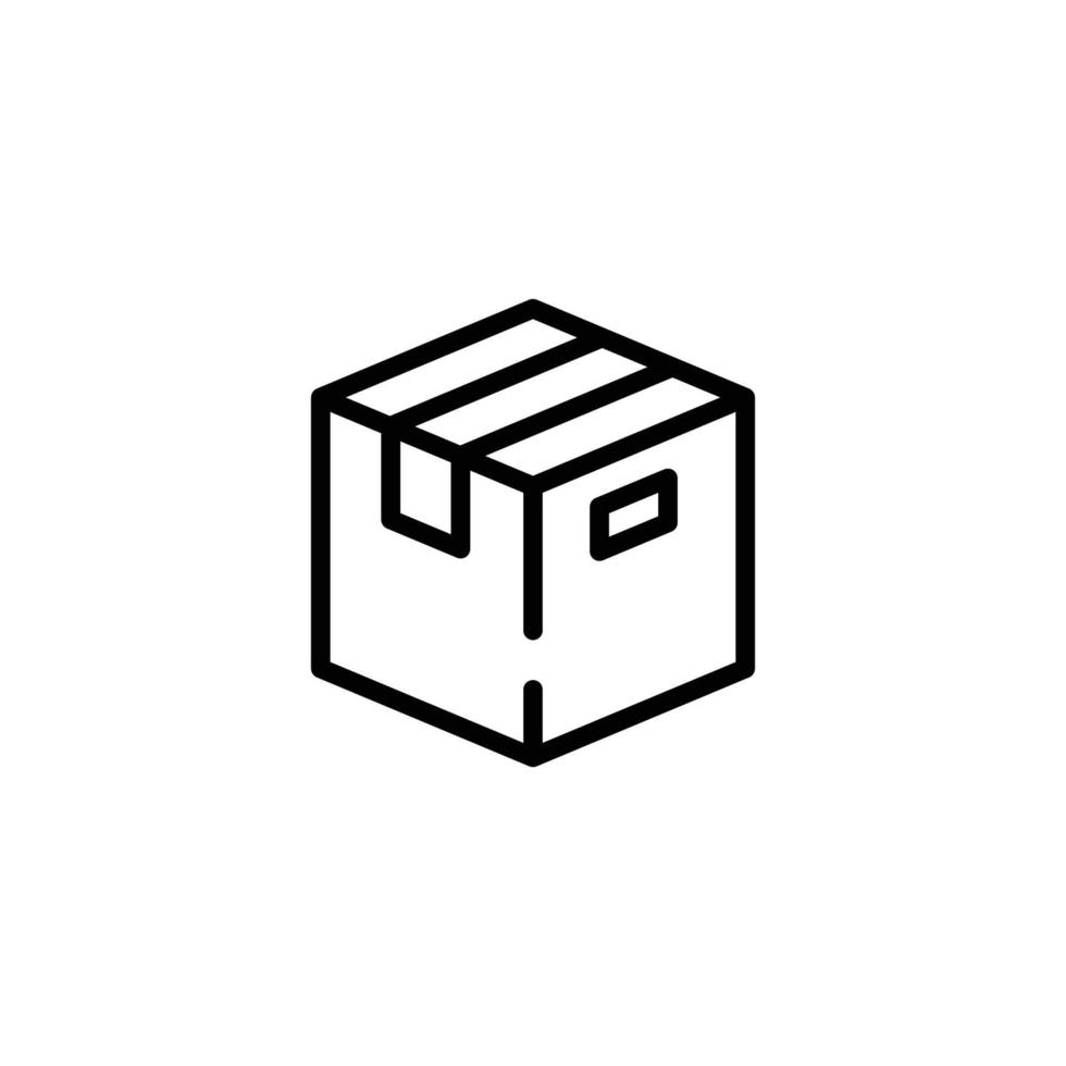 Box-Symbol. einfacher Gliederungsstil. karton, lieferpaket, paketkonzept. dünne Linie Vektorillustrationsdesign lokalisiert auf weißem Hintergrund. Folge 10. vektor
