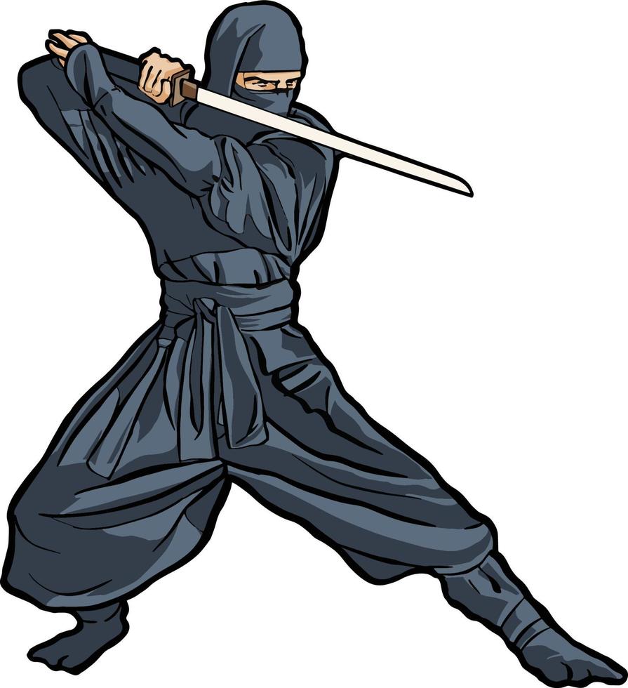 Ninja-Action bereit zum Angriff vektor