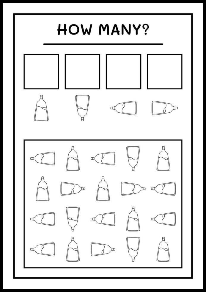 wie viele Trankflasche, Spiel für Kinder. Vektorillustration, druckbares Arbeitsblatt vektor