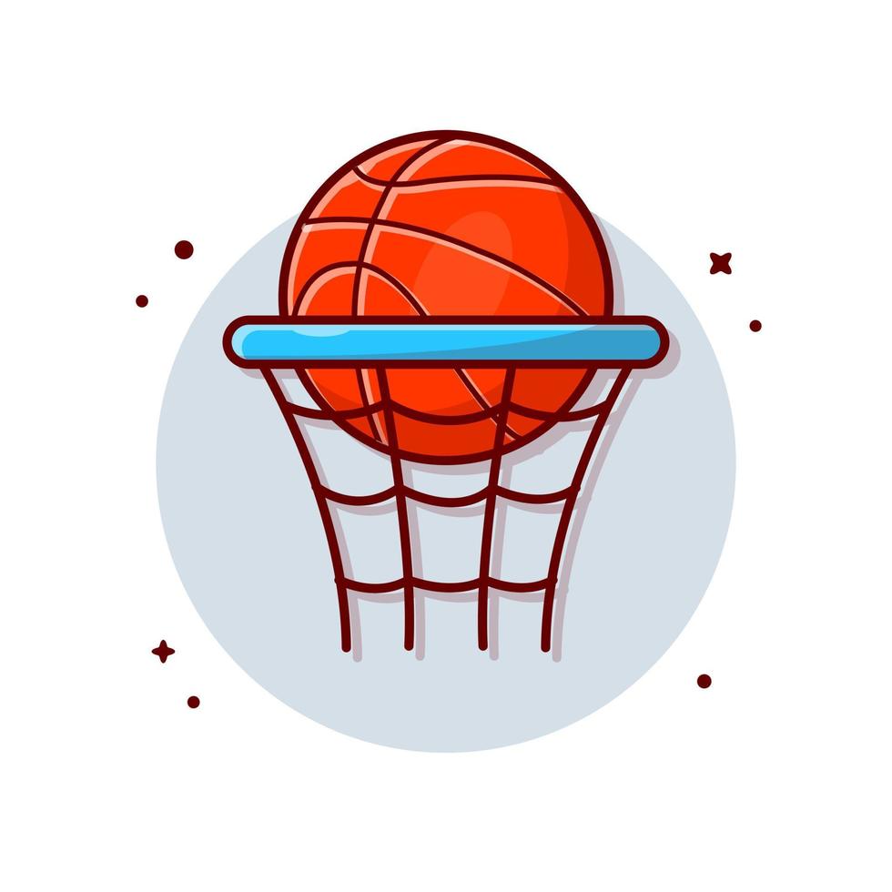 basket boll och ring tecknad vektor ikon illustration. sport objekt ikon koncept isolerade premium vektor. platt tecknad stil