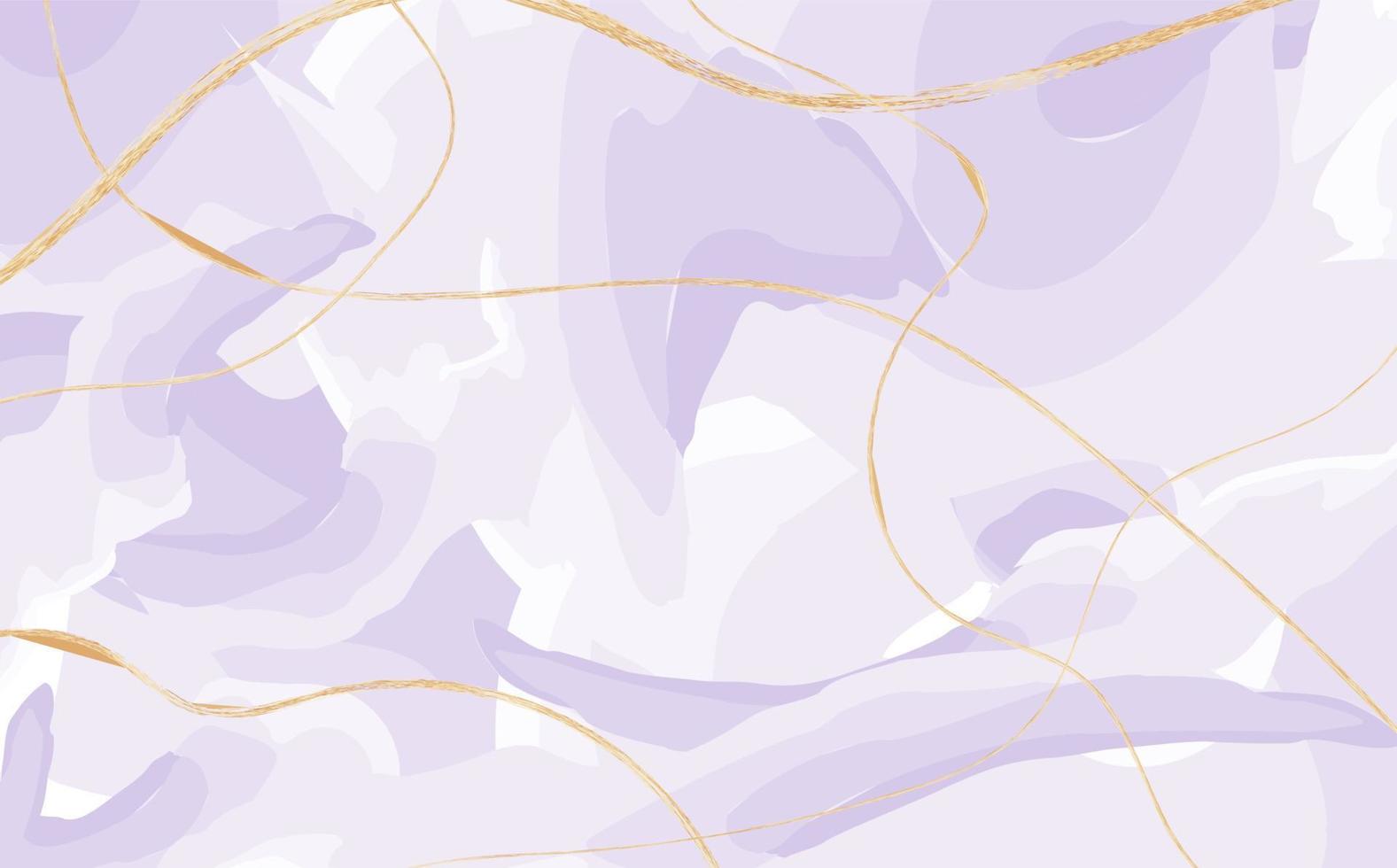 lila flüssiger aquarellhintergrund des lavendels mit goldstreifen. pastellmarmoreffekt mit goldenen linien, gezeichnet mit vektorpinseln. Designvorlage für Einladung, Menü, Hochzeitseinladung. vektor