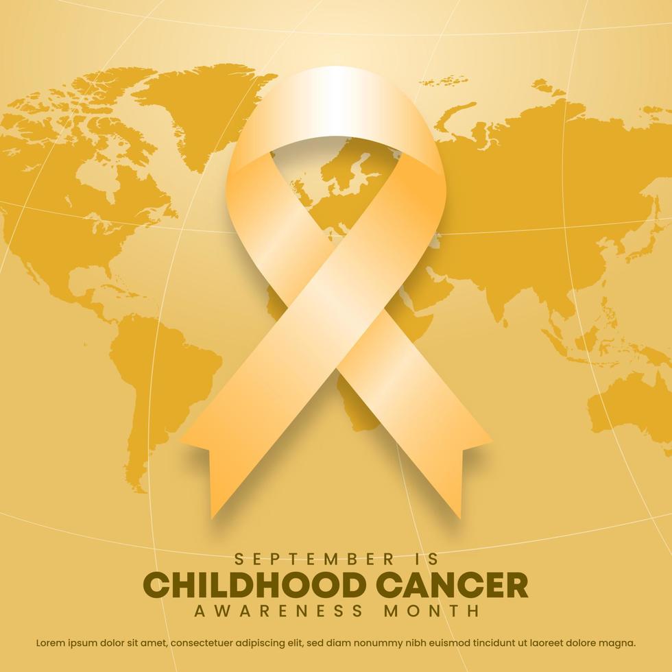 september är barndom cancer medvetenhet dag bakgrund med en gul band och värld klot vektor