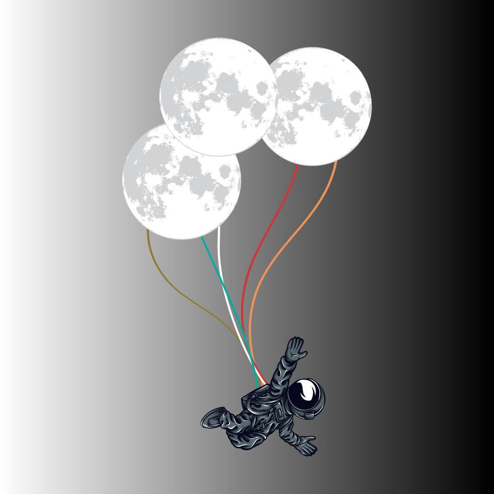 astronaut, der mit luftballons aus dem weltraum fällt vektor