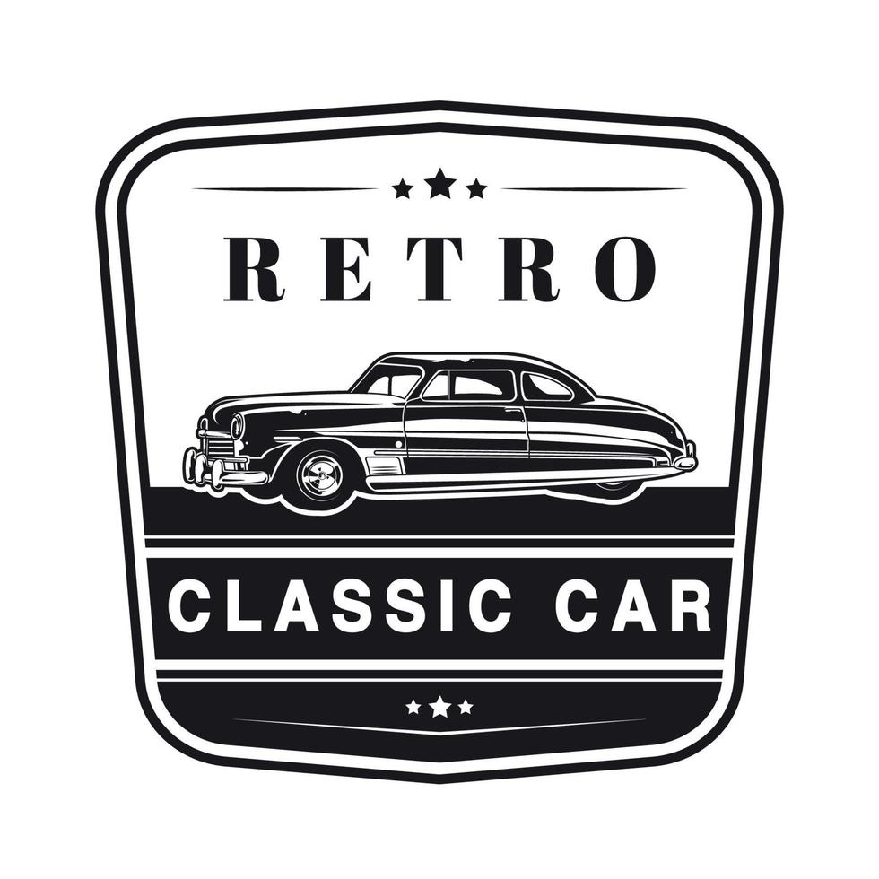 vintage retro och klassisk bil badge logotyp vektor