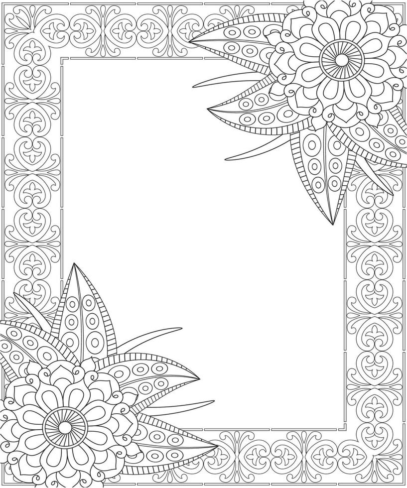 blomma doodle målarbok för vuxna vektor