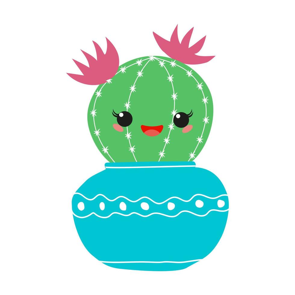 hand dragen kaktusar uppsättning. söt saftig karaktär . vektor platt illustration