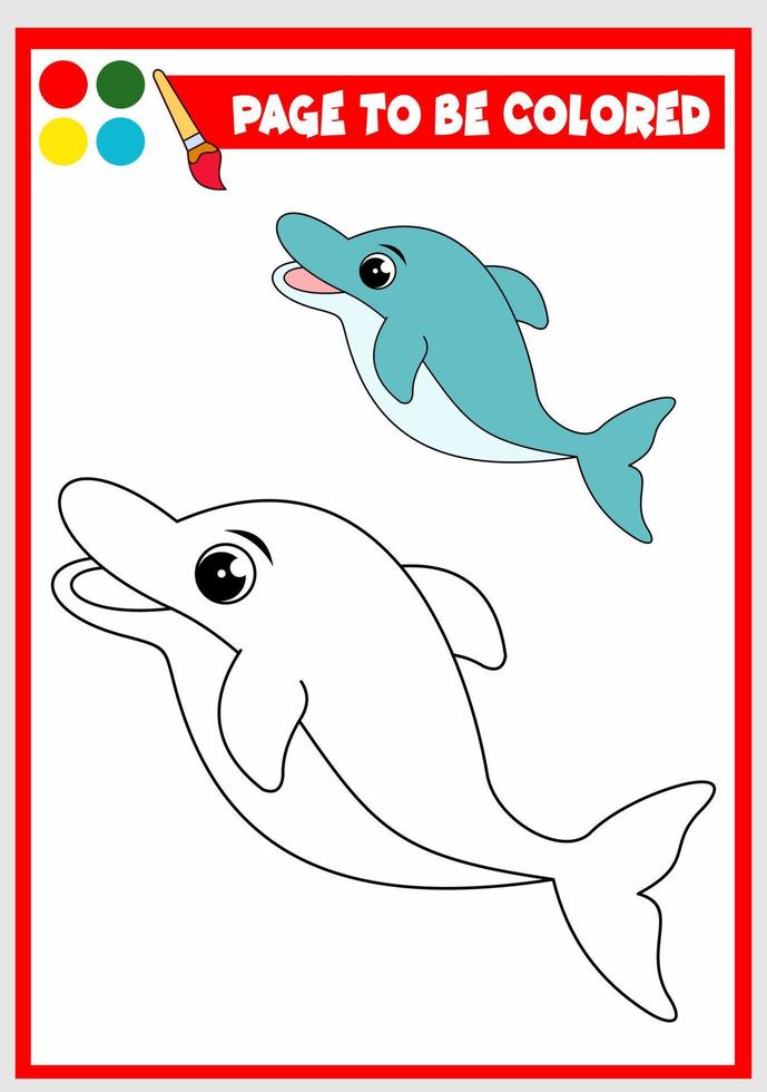 målarbok för barn. delfin vektor