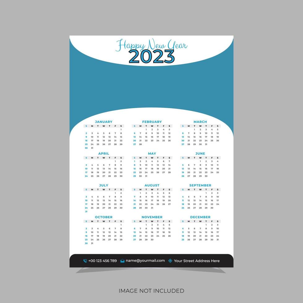 2023 en sida vägg kalender vektor design mall.