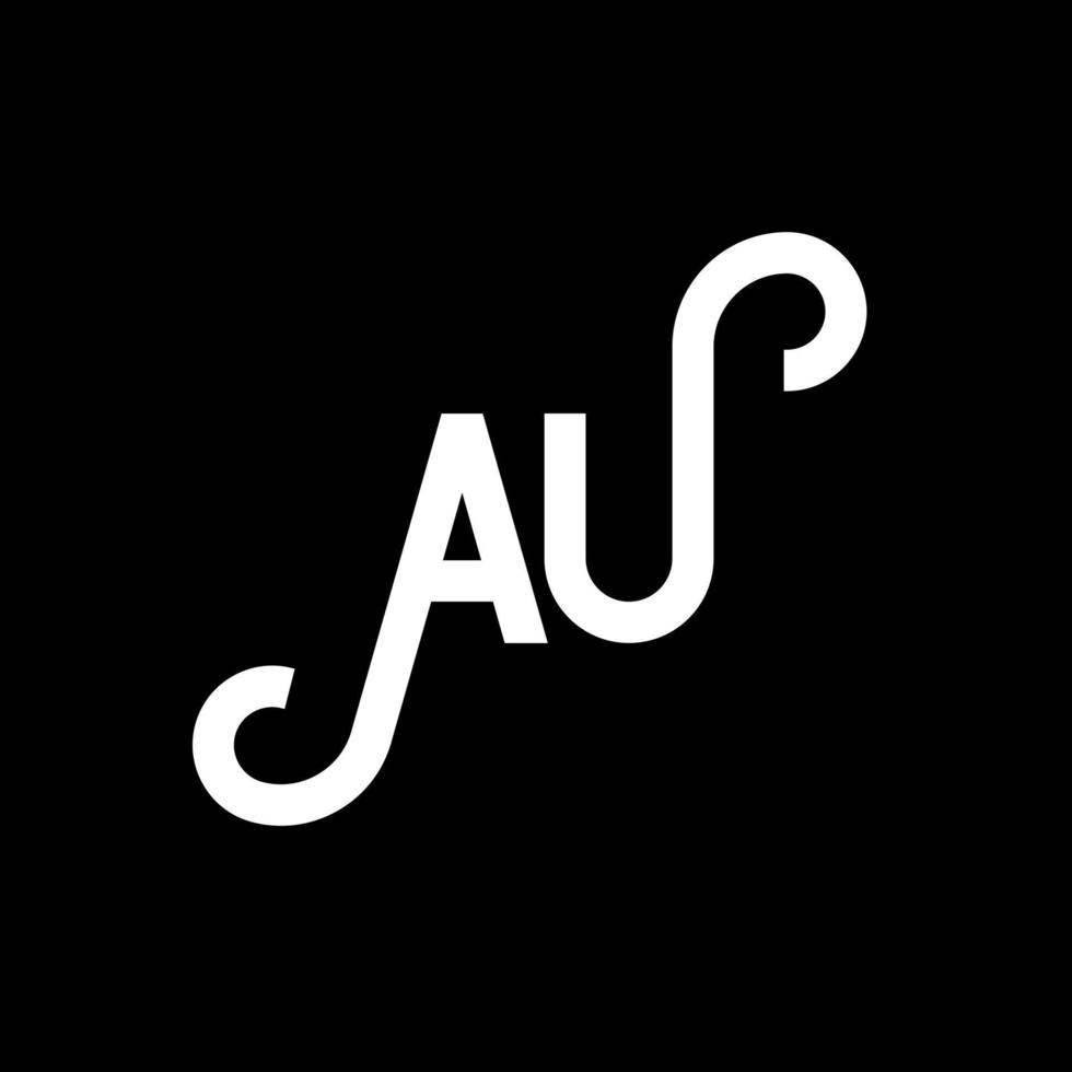 au-Buchstaben-Logo-Design auf schwarzem Hintergrund. au kreative Initialen schreiben Logo-Konzept. au Briefgestaltung. au weißes Buchstabendesign auf schwarzem Hintergrund. Au, Au-Logo vektor