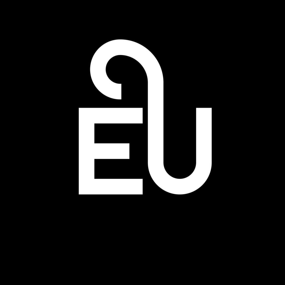 eu-Brief-Logo-Design auf schwarzem Hintergrund. eu-kreatives Initialen-Brief-Logo-Konzept. eu-Briefgestaltung. eu-weißes Buchstabendesign auf schwarzem Hintergrund. eu, eu-logo vektor