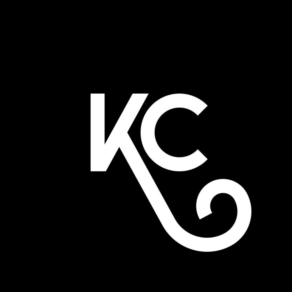 kc-Brief-Logo-Design auf schwarzem Hintergrund. kc kreative Initialen schreiben Logo-Konzept. kc Briefgestaltung. kc weißes Buchstabendesign auf schwarzem Hintergrund. kc, kc-Logo vektor