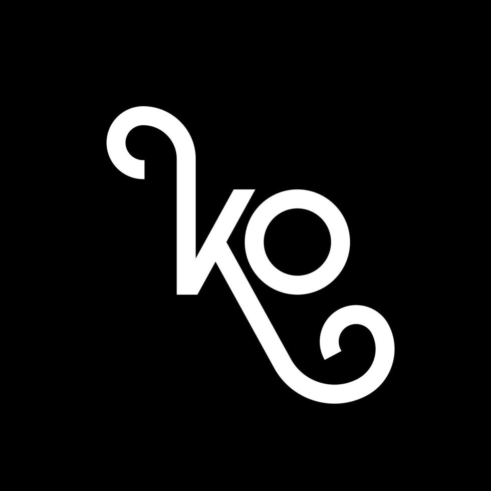 ko brev logotyp design på svart bakgrund. ko kreativa initialer bokstavslogotyp koncept. ko bokstavsdesign. ko vit bokstavsdesign på svart bakgrund. ko, ko logotyp vektor