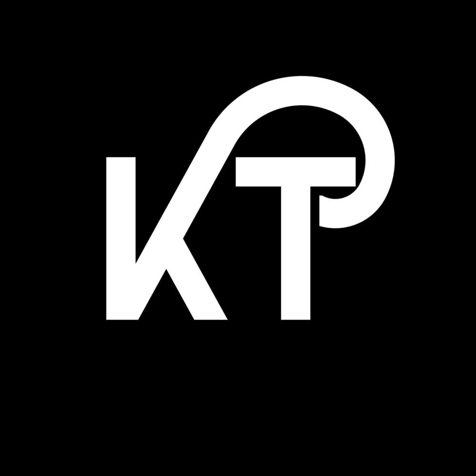 kt-Buchstaben-Logo-Design auf schwarzem Hintergrund. kt kreatives Initialen-Buchstaben-Logo-Konzept. kt-Briefgestaltung. kt weißes Buchstabendesign auf schwarzem Hintergrund. kt, kt-Logo vektor